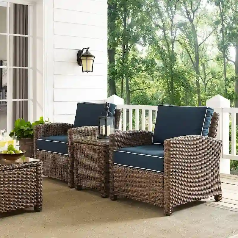 Crosley Bradenton Navy Cushions Wicker Outdoor Conversation Set