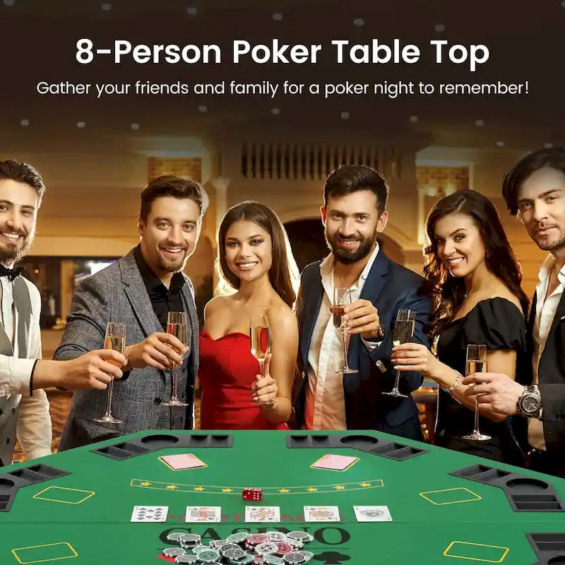 Costway 48 Poker Table Top - 8 Player Foldable Texas Holdem Poker - See Details