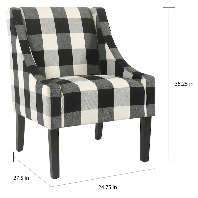 HomePop Modern Swoop Accent Chair - Black Plaid