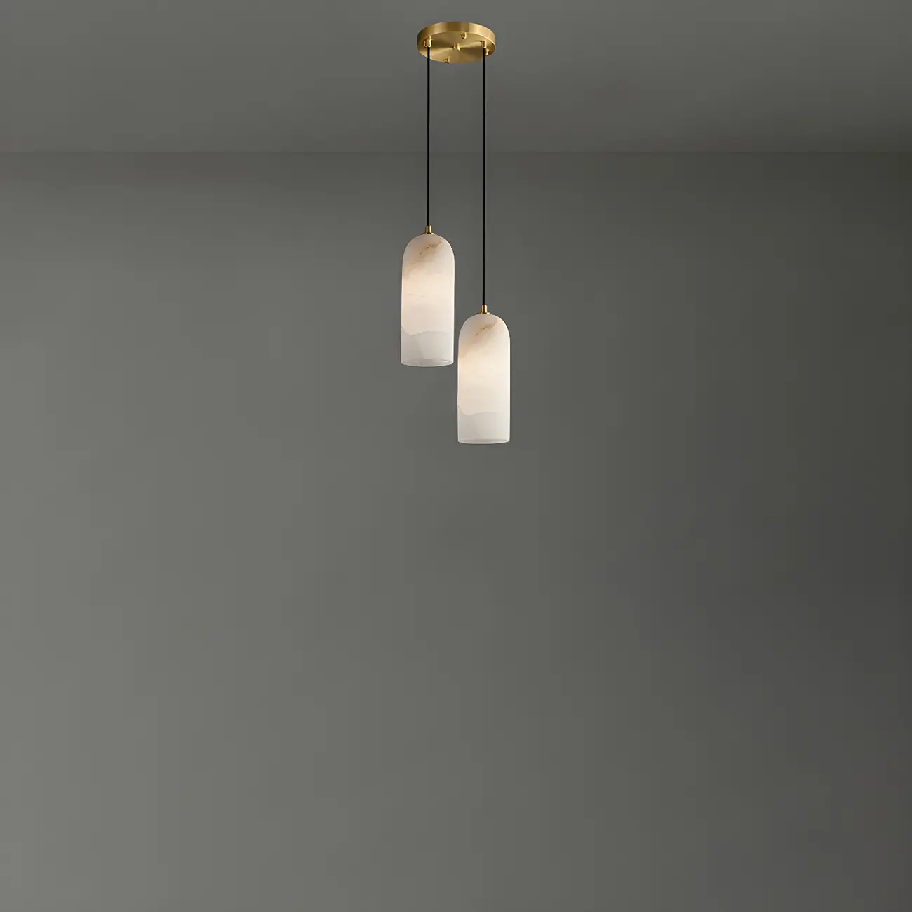 Modern Gold Bell Alabaster Adjustable Pendant Light