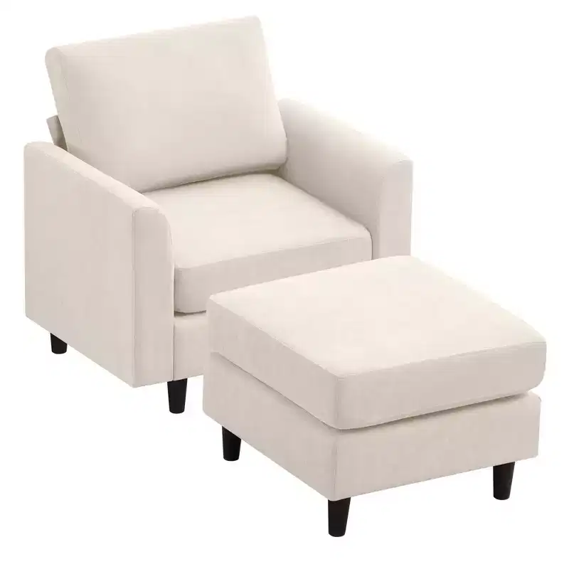 Hyleory Modern Comfort Accent Chair with Ottoman - Living Room Bedroom Leisure Preferred, Modern Simple Home Reading Corner Essentials
