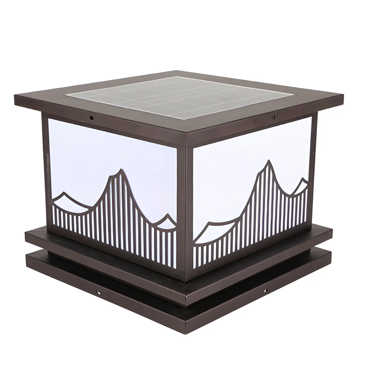 Modern Mountain Silhouette Black Solar Outdoor Post Lights
