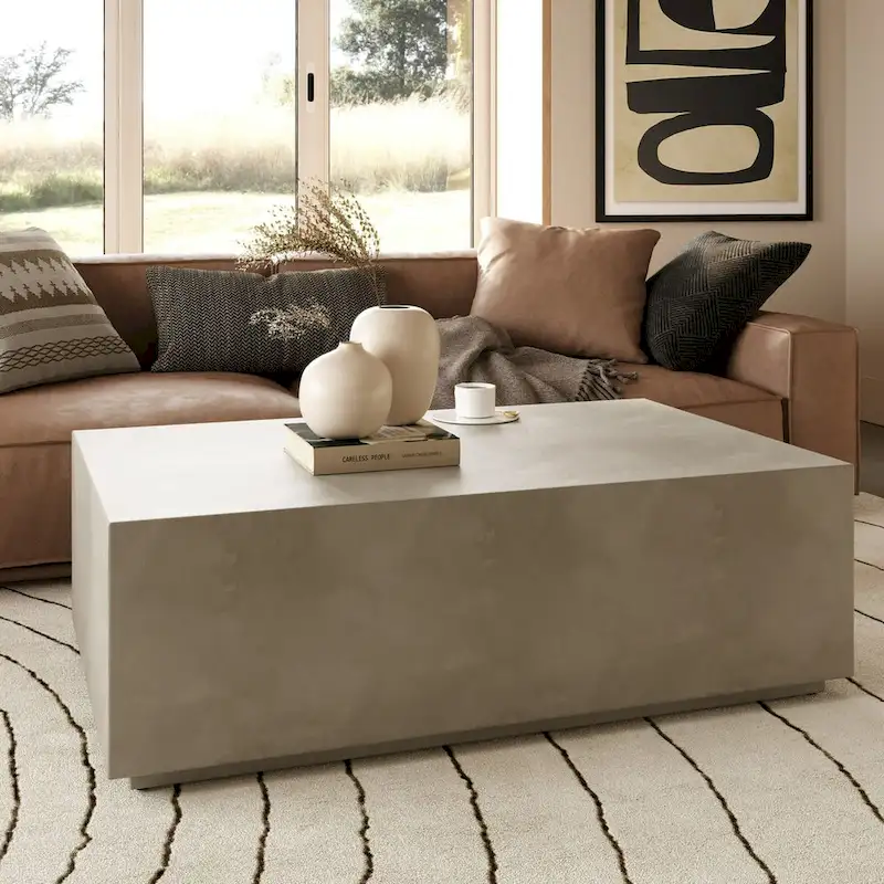 Fresno Modern Grey Concrete Coffee Table