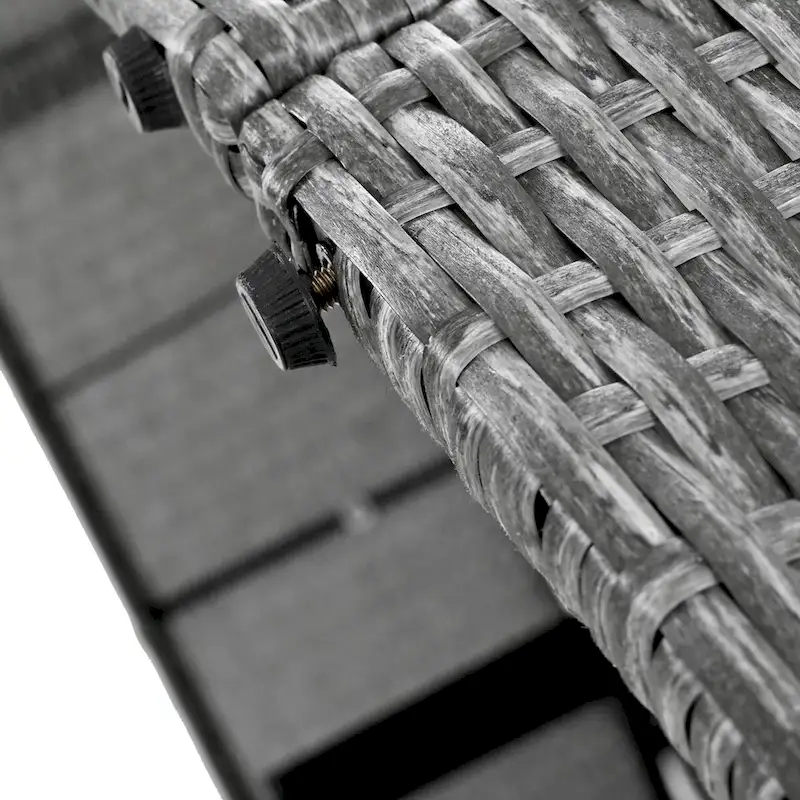 Rattan Patio Daybed with Cushions, Reclining Chaise Lounge, Foldable Trays