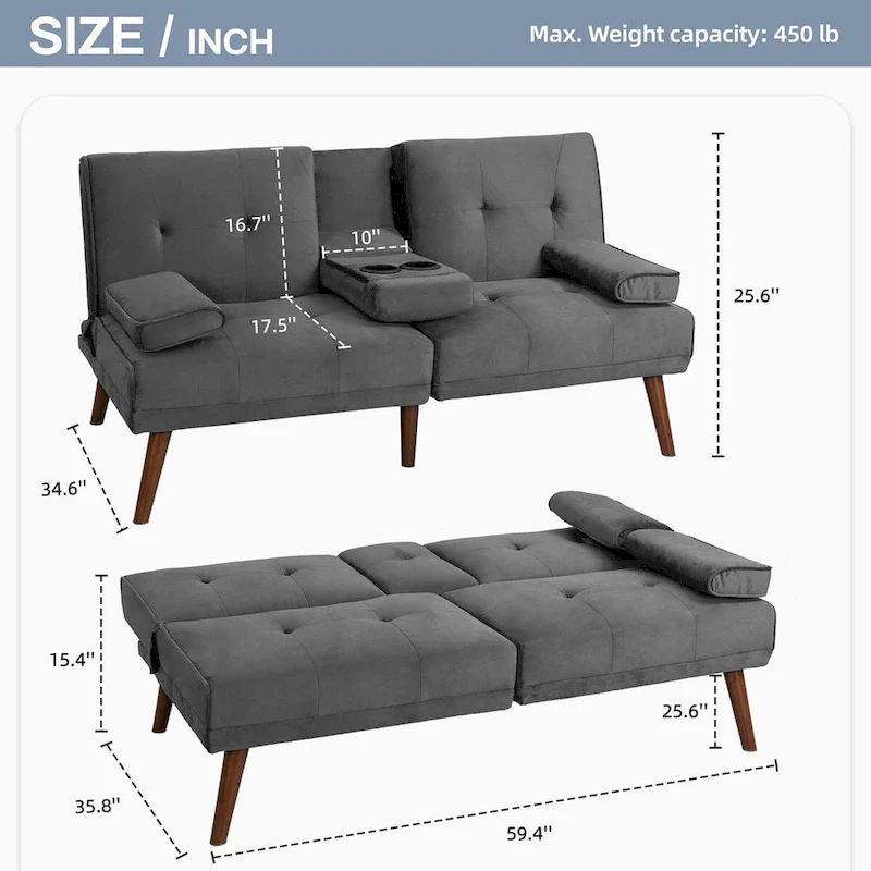 Futon Couch Sofa Bed, Small Sleeper Sofa Chair Loveseat