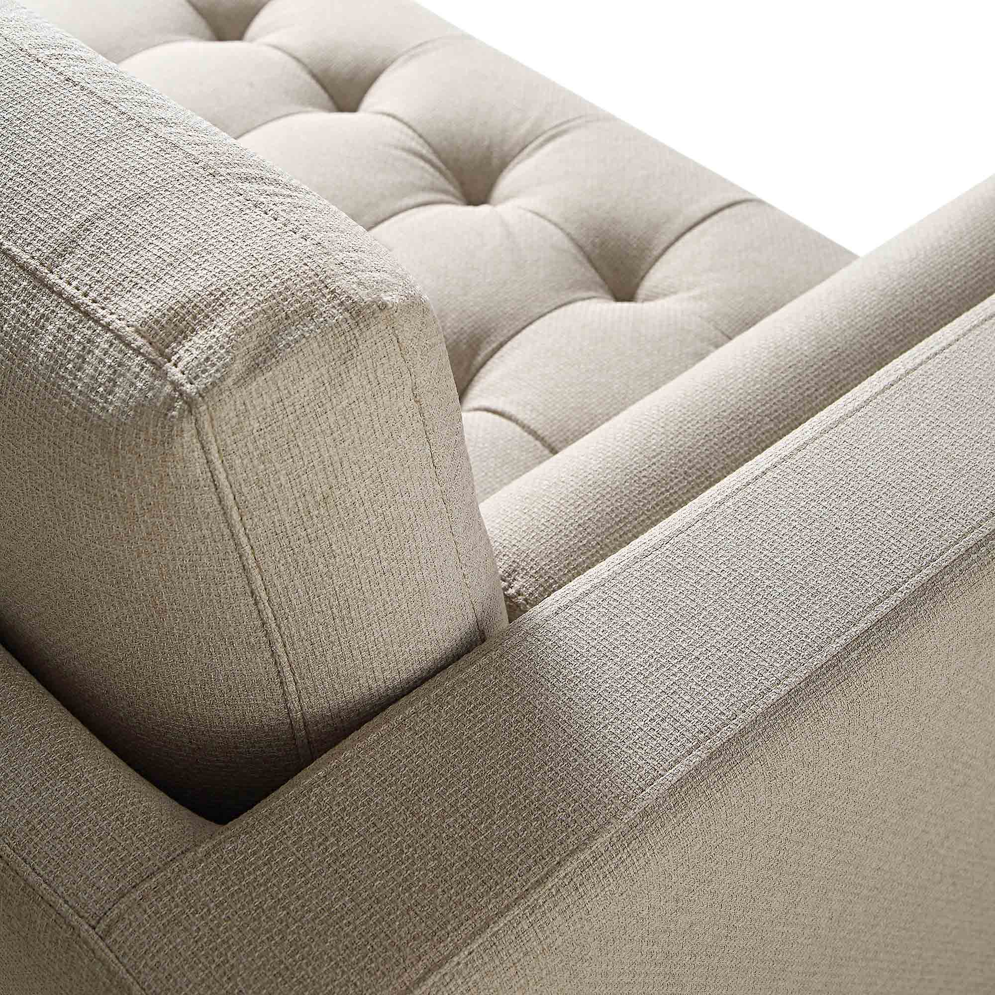 Large 3-Seater Sofa, Beige Woven Fabric