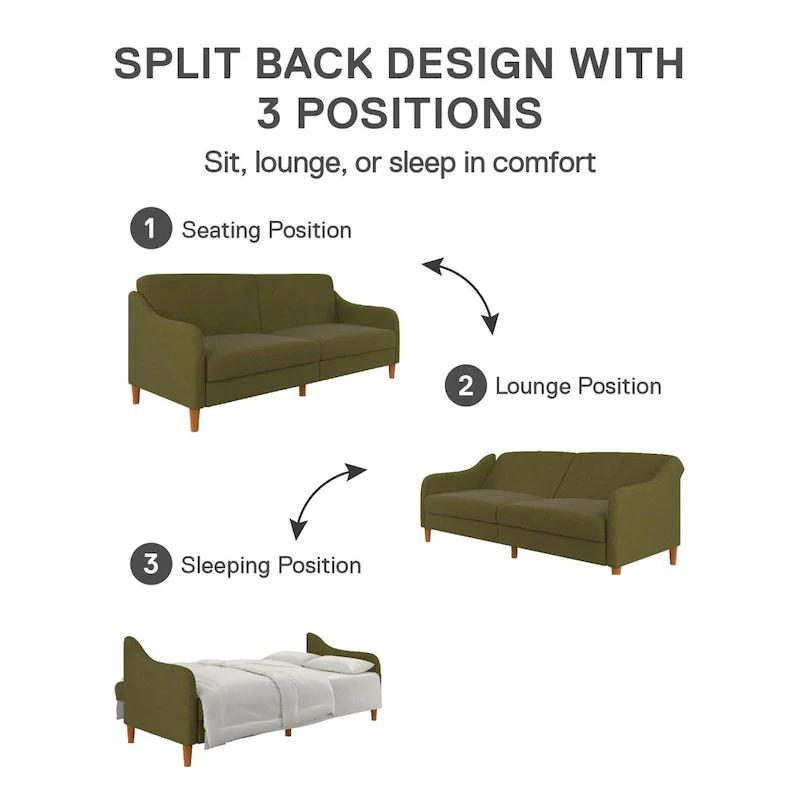 Convertible Coil Futon with Linen Upholstery