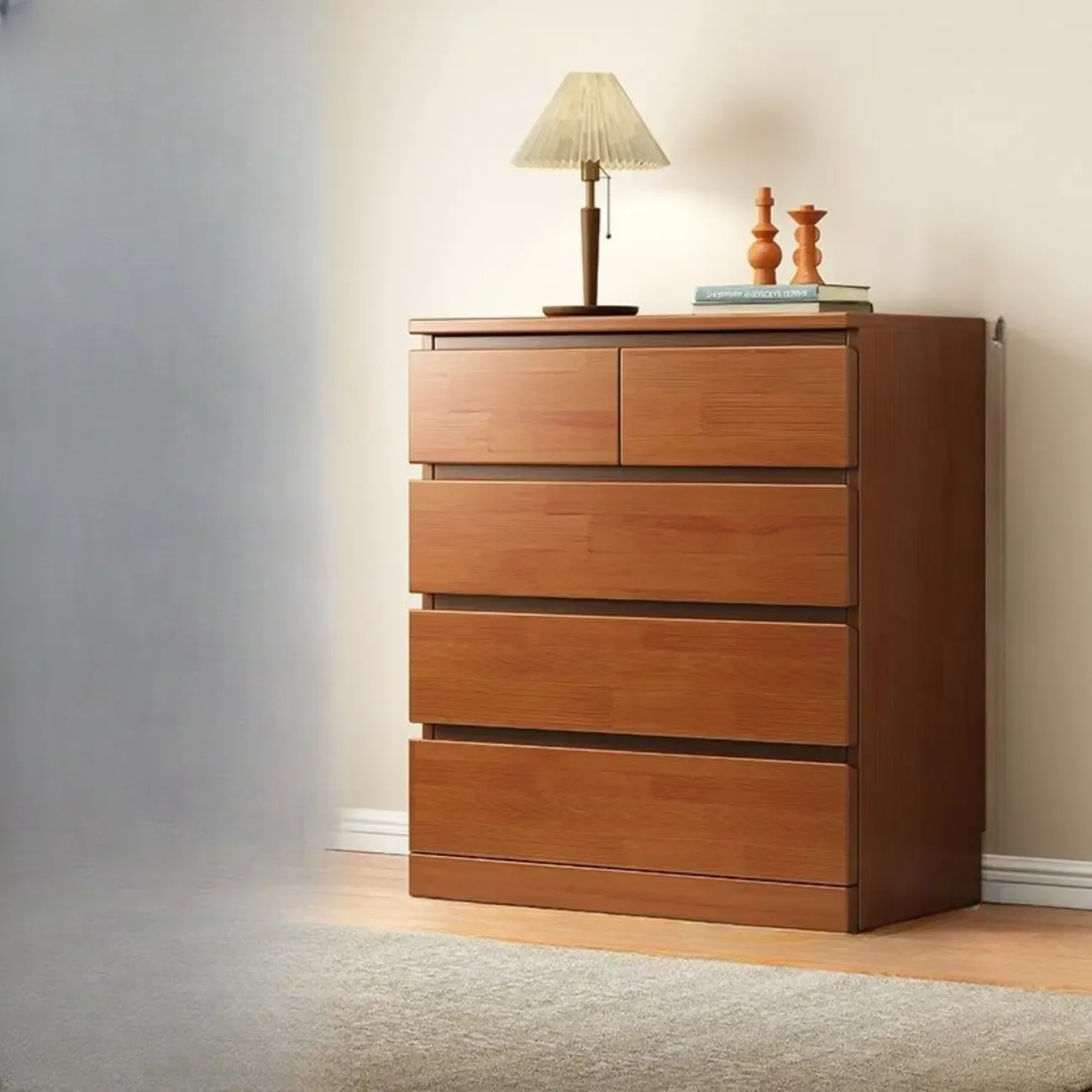 Modern Natural Wood Gloss Surface Dresser with 8-Drawers