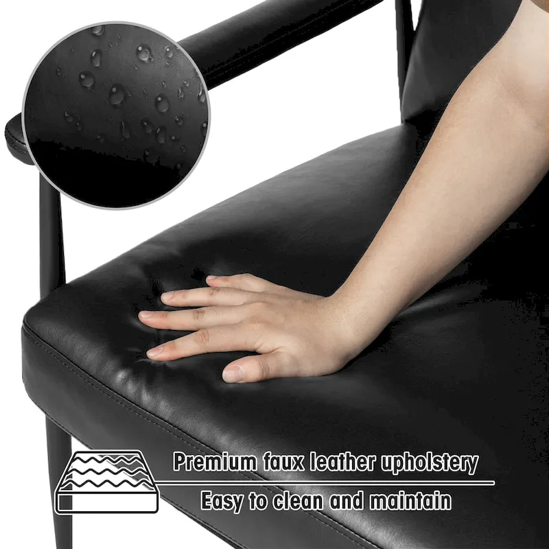 Glitzhome 33.75W Mid-Century Modern Leatherette Armchair With High Back and Padded Arms - 33.75 W x 39.5 H x 28 D