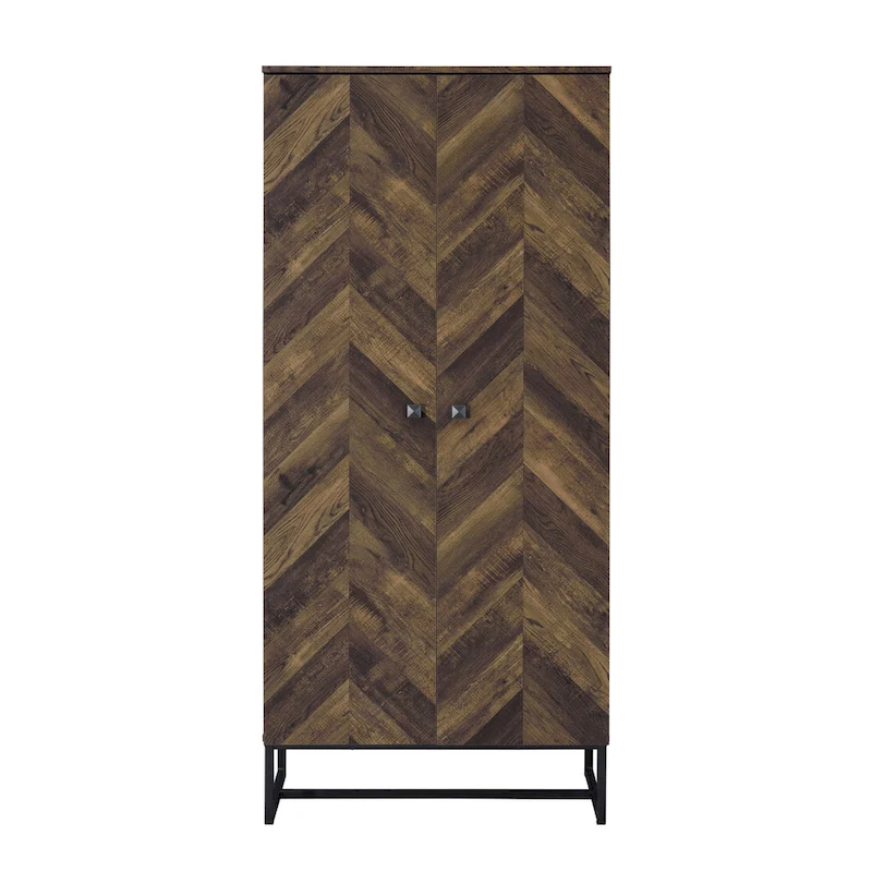 Gunderson Rustic Oak and Gunmetal 8-Shelf Accent Cabinet