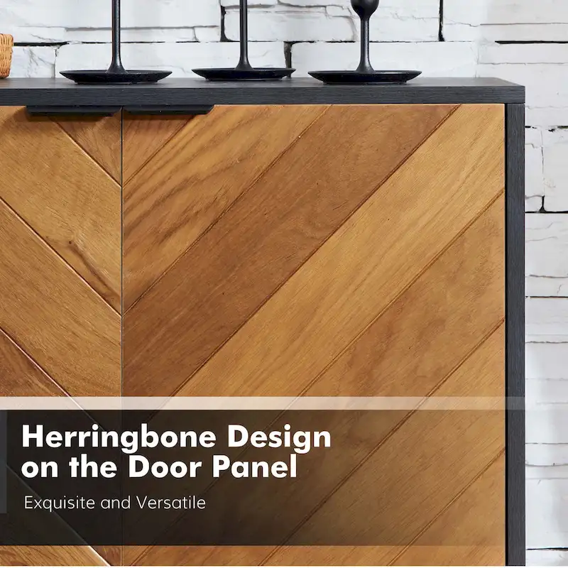 Senin Modern Herringbone TV Stand with Adjustable Shelves by HULALA HOME - 55 inches