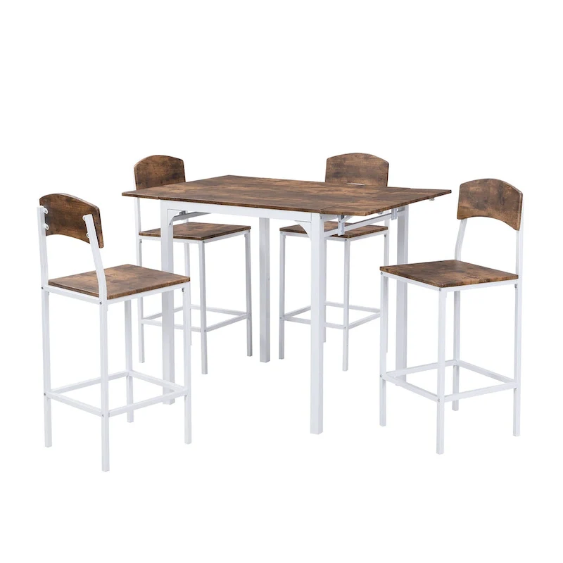 5-Piece Counter Height Dining Set with Drop Leaf Table 39.4