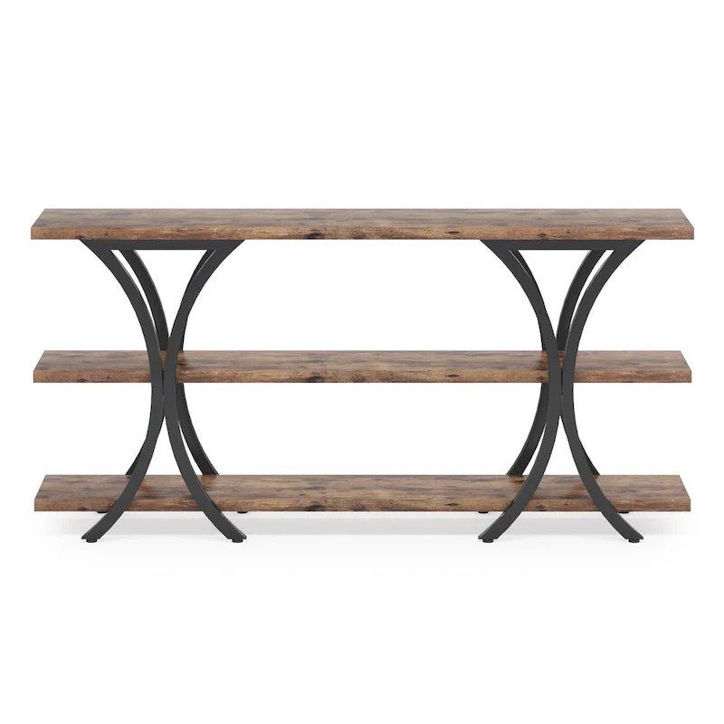 70.8 Inch Narrow Console Table with 3 Tier Shelves
