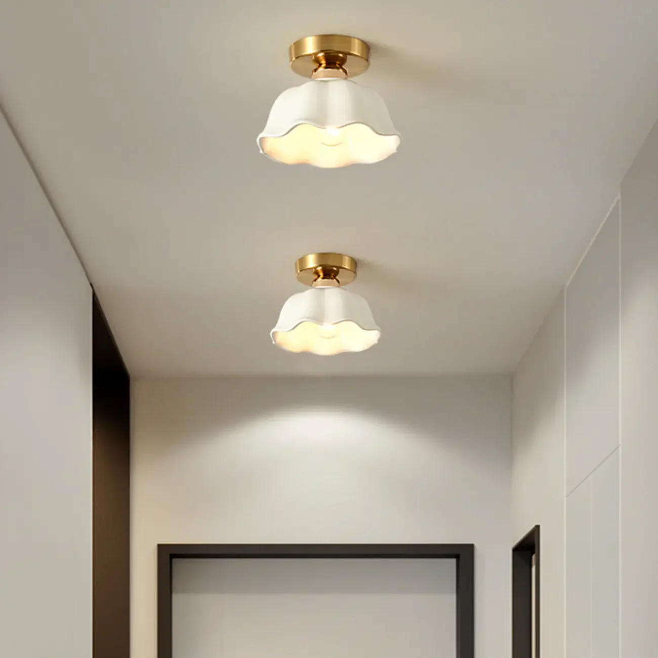 Modern Hallway Metal Rhombus Semi Flush Ceiling Light