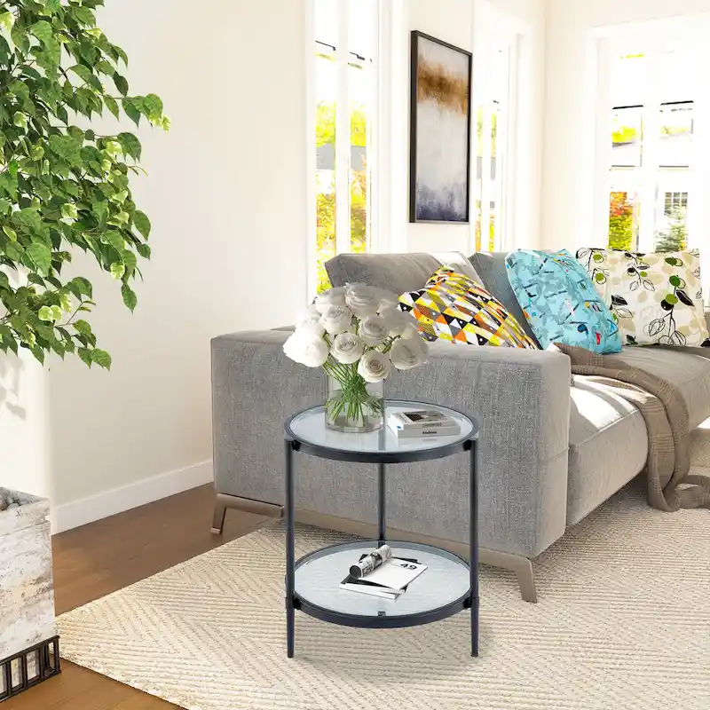 Tempered Glass Small Round End Table