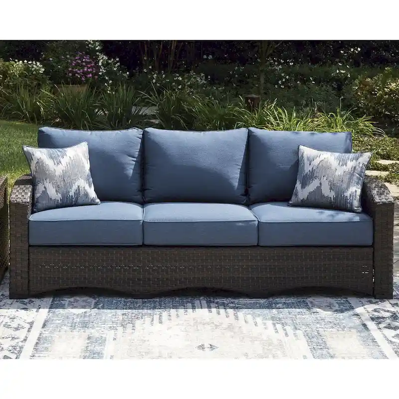 Signature Design by Ashley Windglow Blue/Brown Outdoor Sofa with Cushion - 80.38