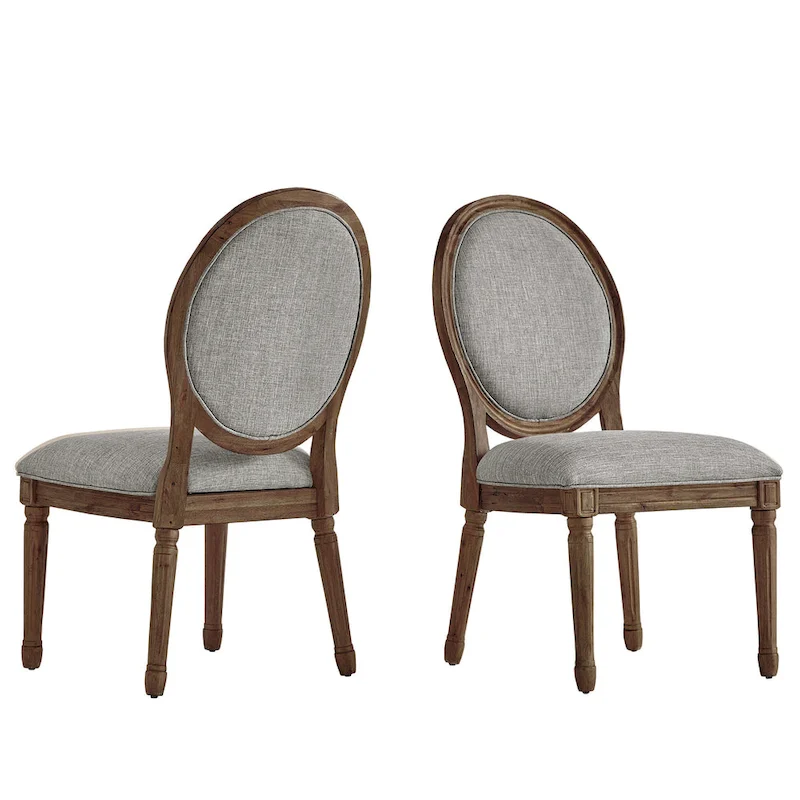 Deana Round Linen and Wood Dining Chairs (Set of 2) by iNSPIRE Q Artisan