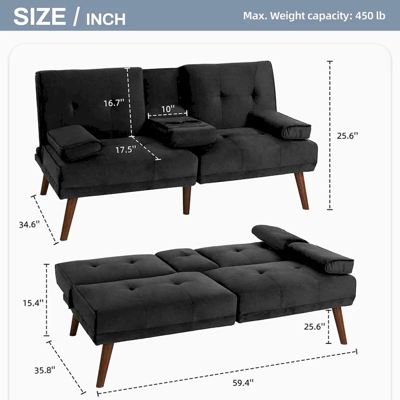Futon Couch Sofa Bed, Small Sleeper Sofa Chair Loveseat