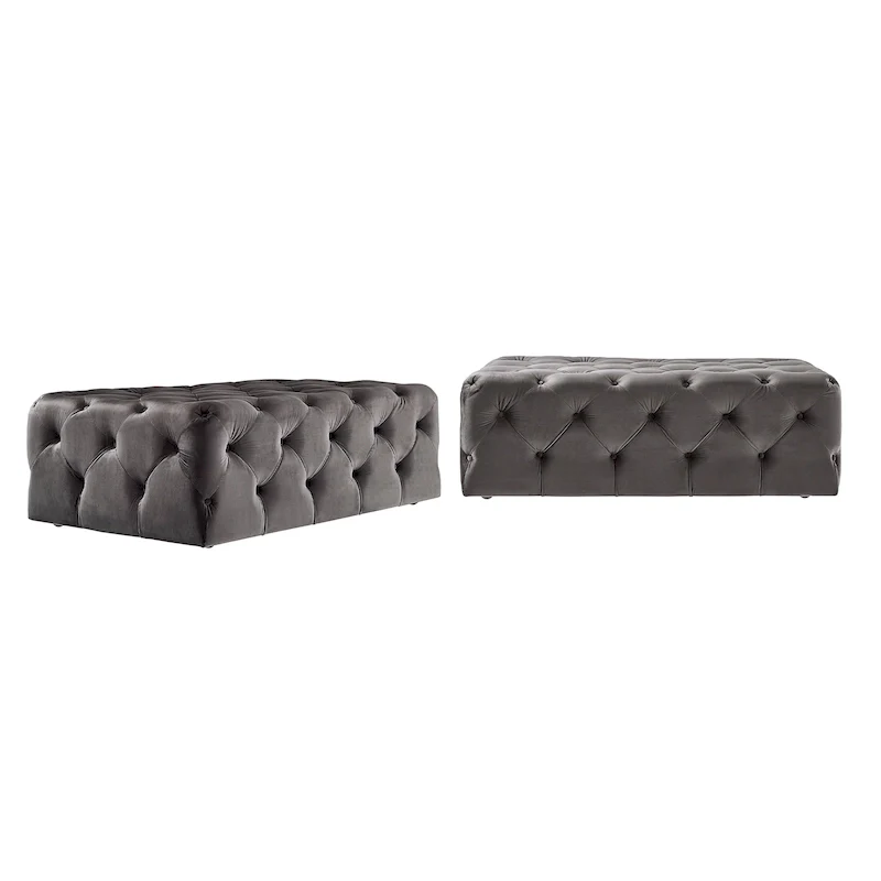 Tufted Rectangular Ottoman with Casters