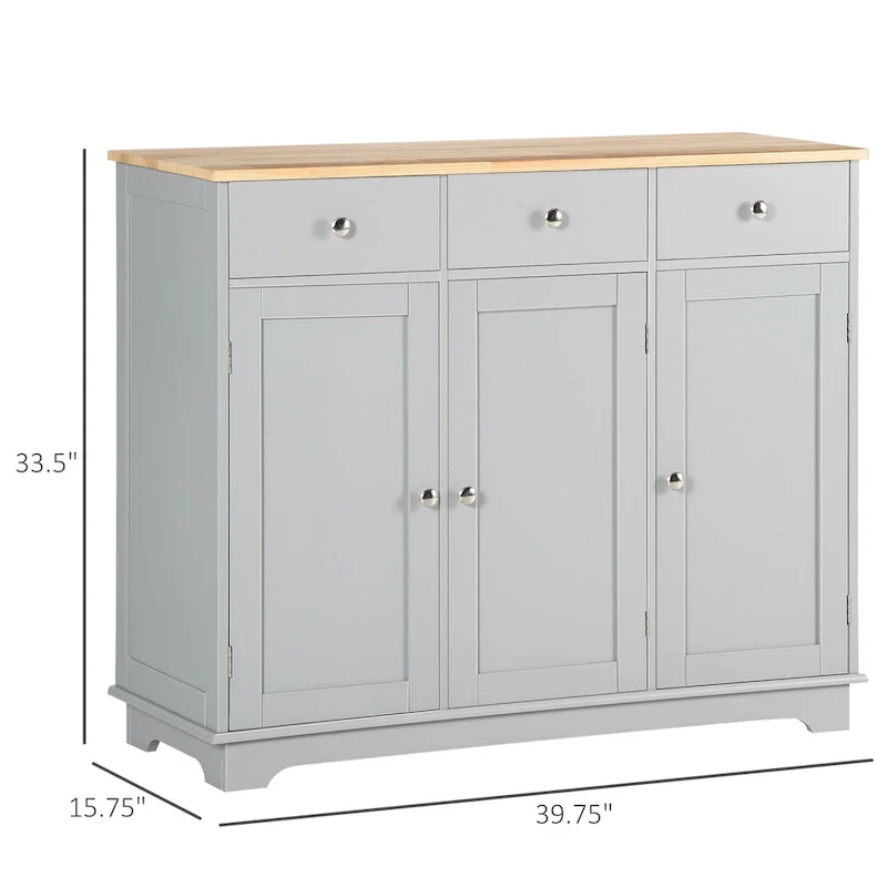 HOMCOM Modern Sideboard, Buffet Cabinet with Adjustable Shelves, Grey