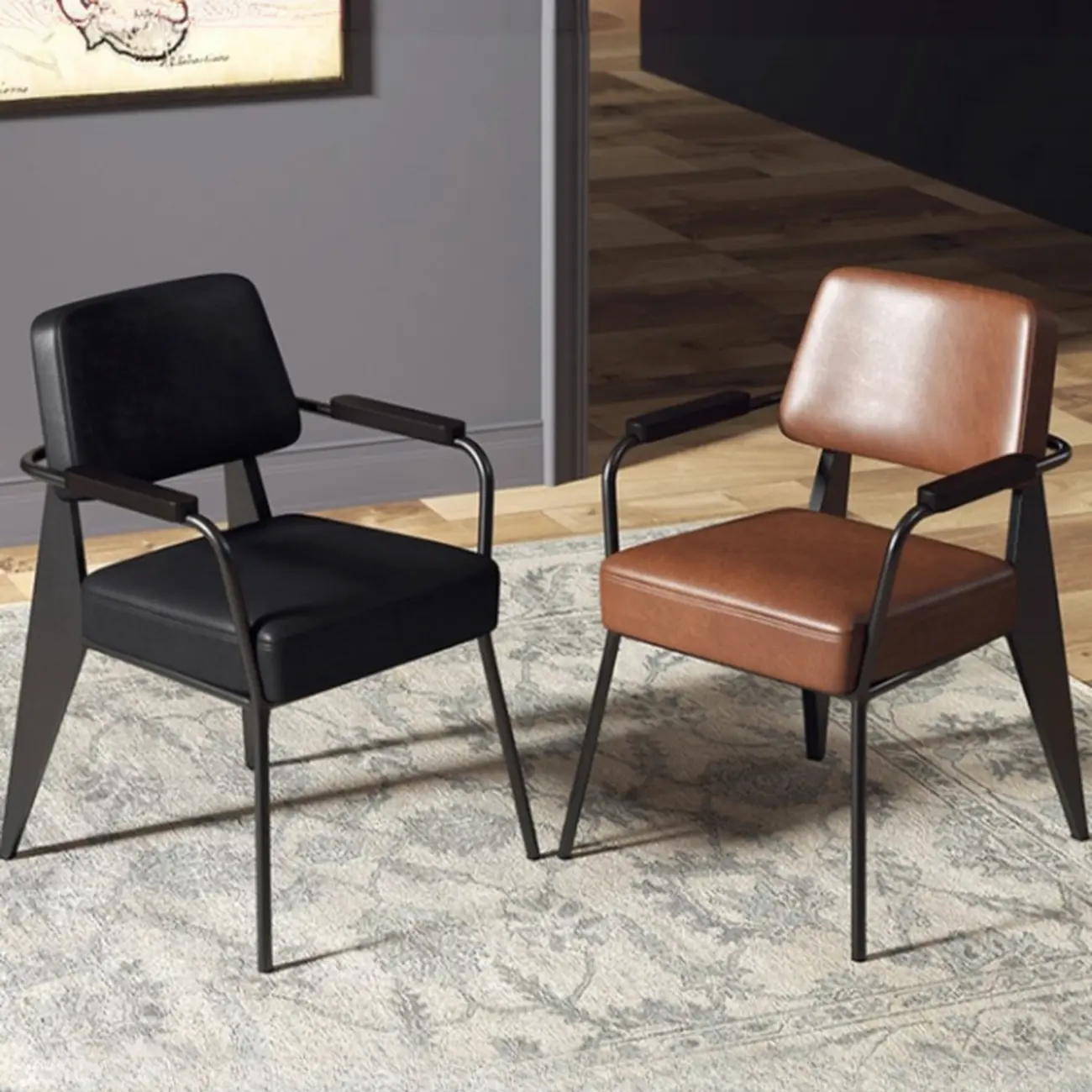 Modern Upholstered Dining Chair with Arm
