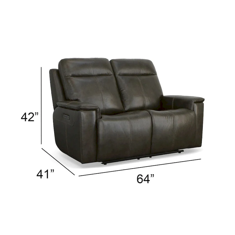 Dark Brown & Tan, Power Reclining Loveseat, Top Grain Leather, 2-Seat