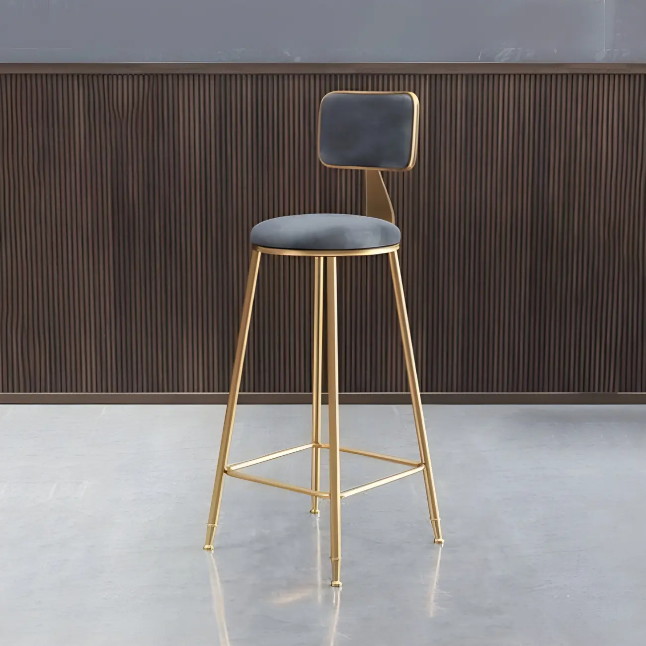 Round Velvet Upholstered Counter Bar Stools