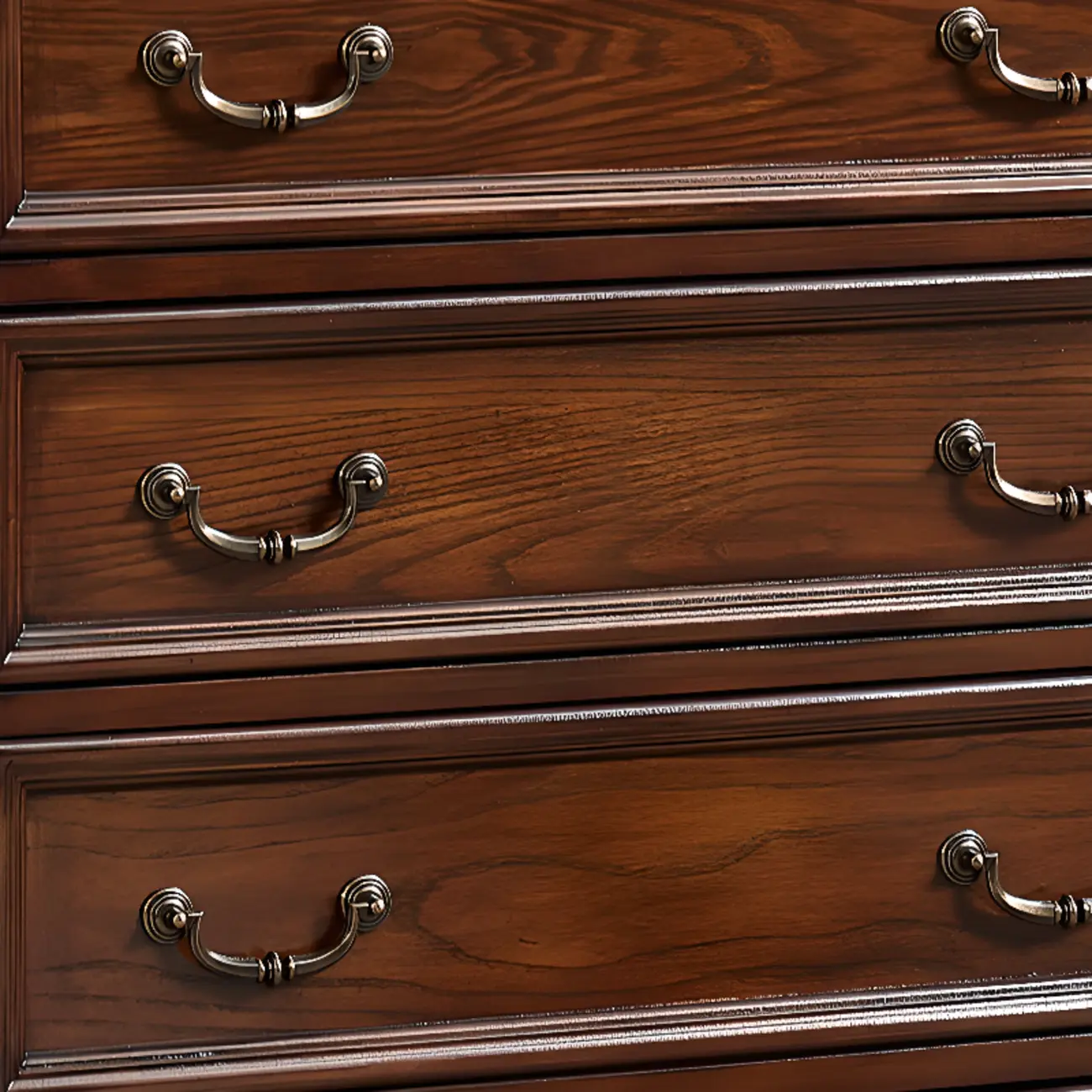 Traditional Brown Bronze Handle Wood 7-Drawer Dresser