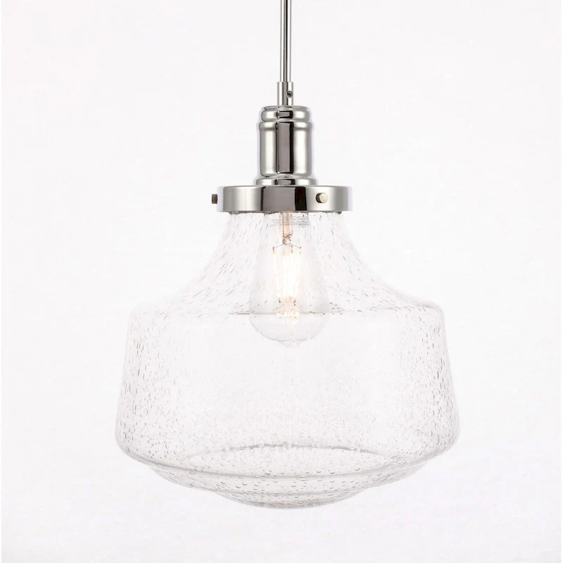 Klyli 11-inch 1-light Clear Seeded Glass Hanging Pendant