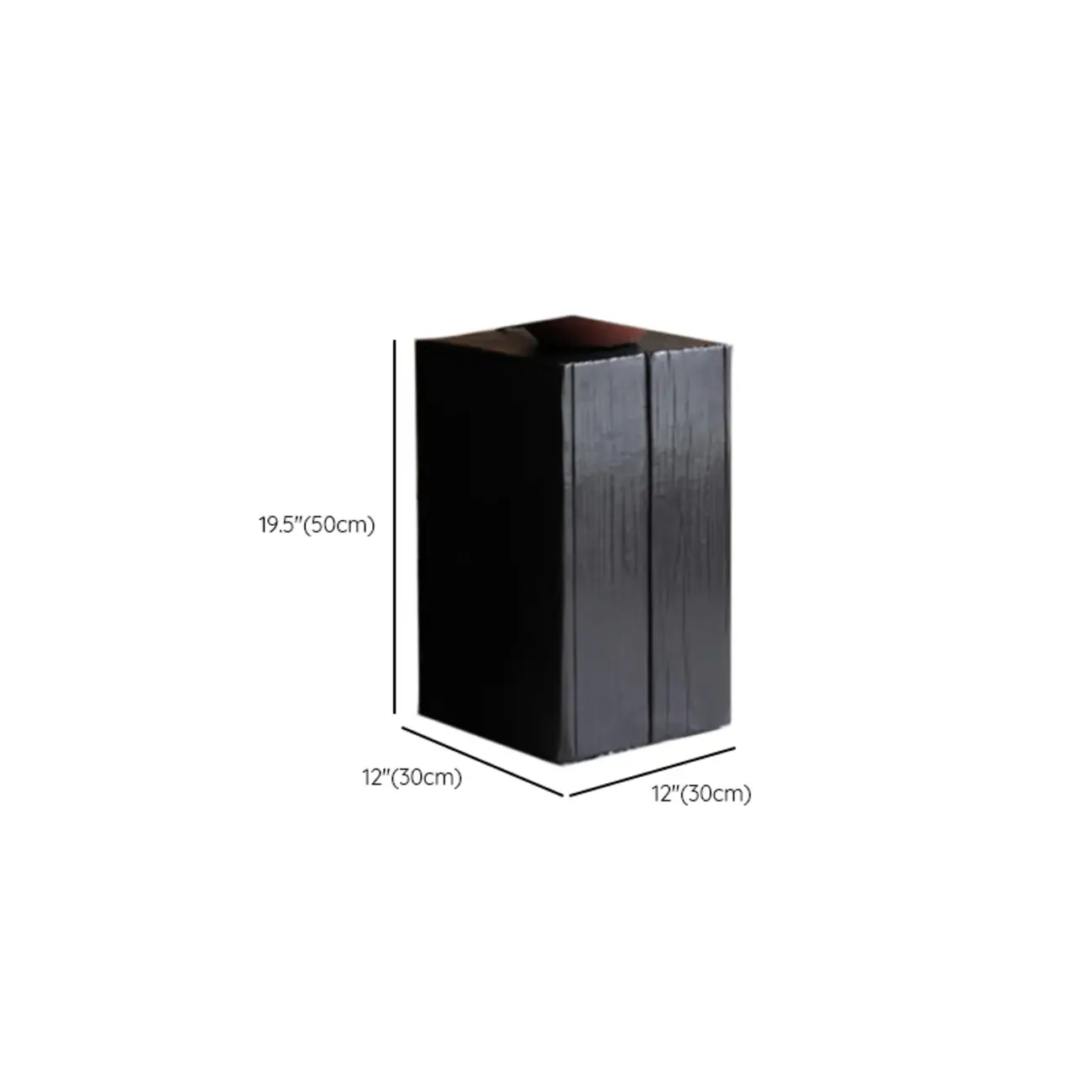 Modern Black Pine Wooden Square Stump End Table