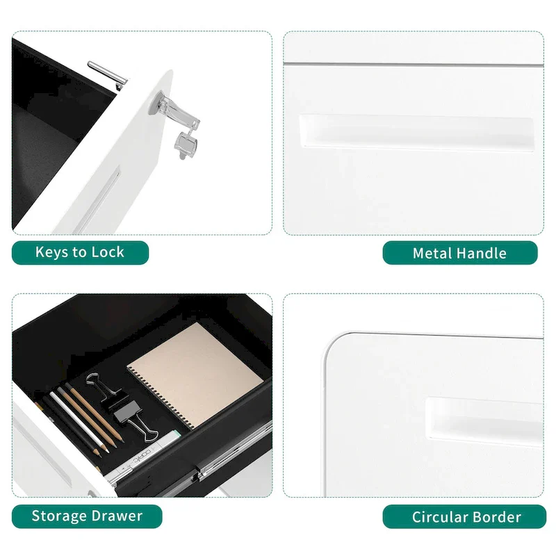 Modern 24.8  2-drawer Rolling Locking Steel File Cabinet