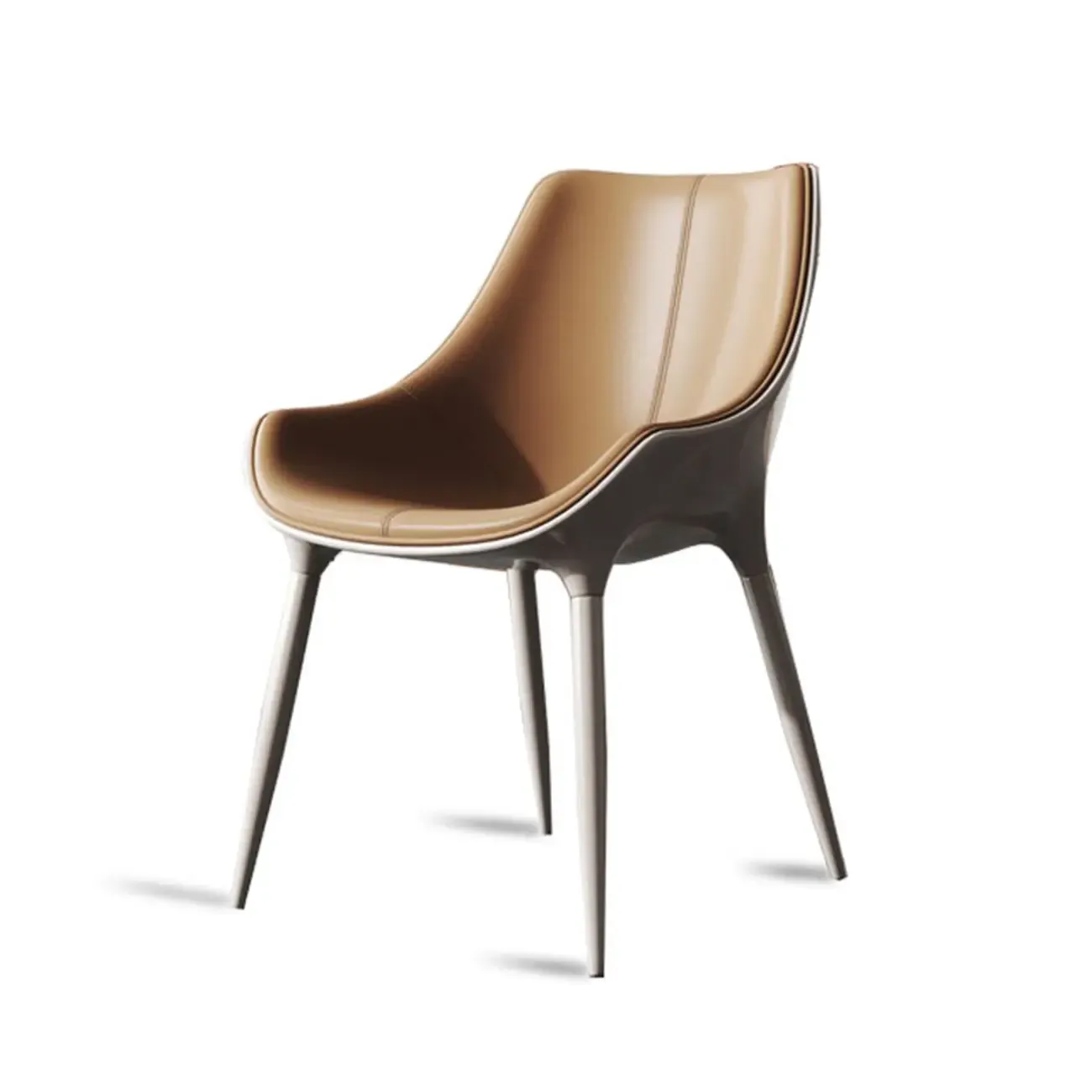 Modern Solid Back Faux Leather Upholstered Dining Chair