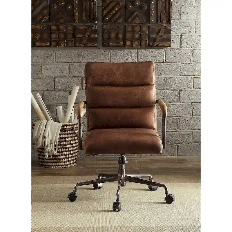 Harith Executive Office Chair, Retro Brown Top Grain Leather