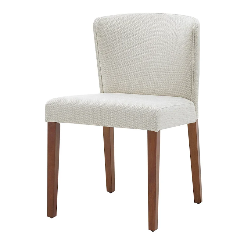 Cream / Grey Low-Back Fabric Dining Side Chair, Set of 2