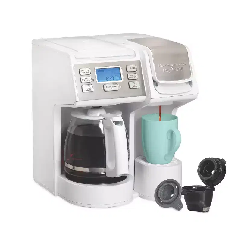 Hamilton Beach FlexBrew Trio Coffee Maker Stainless Steel Accents White 49917