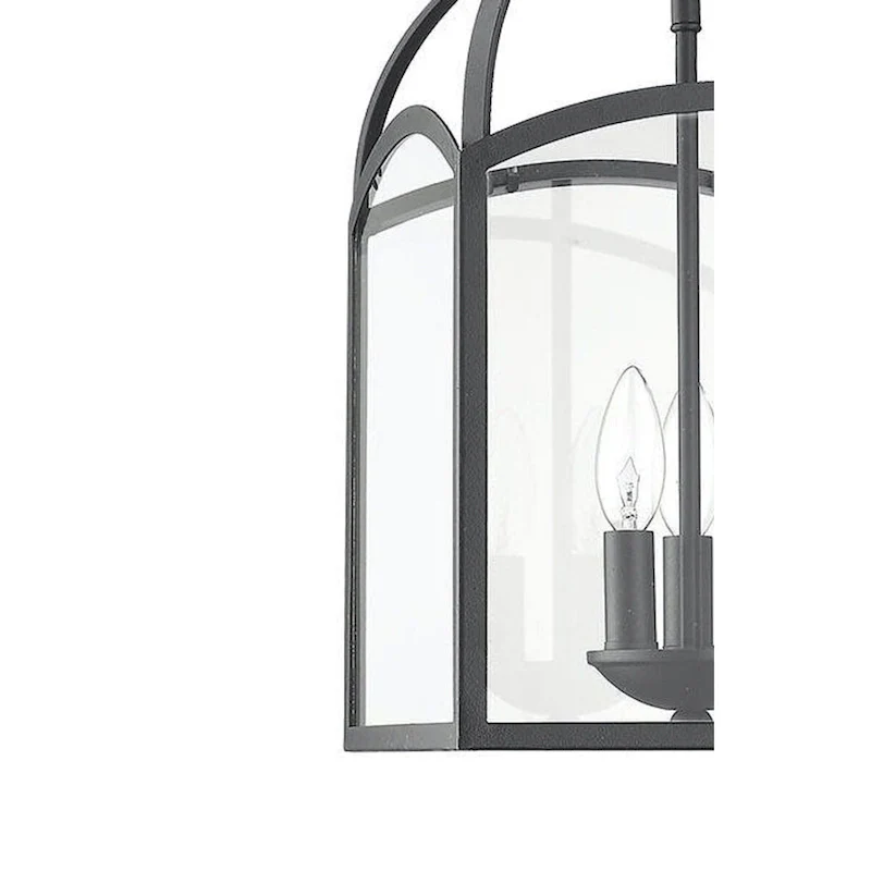 Traditional Pendant Lantern in Forged Black 10 W x 18 H