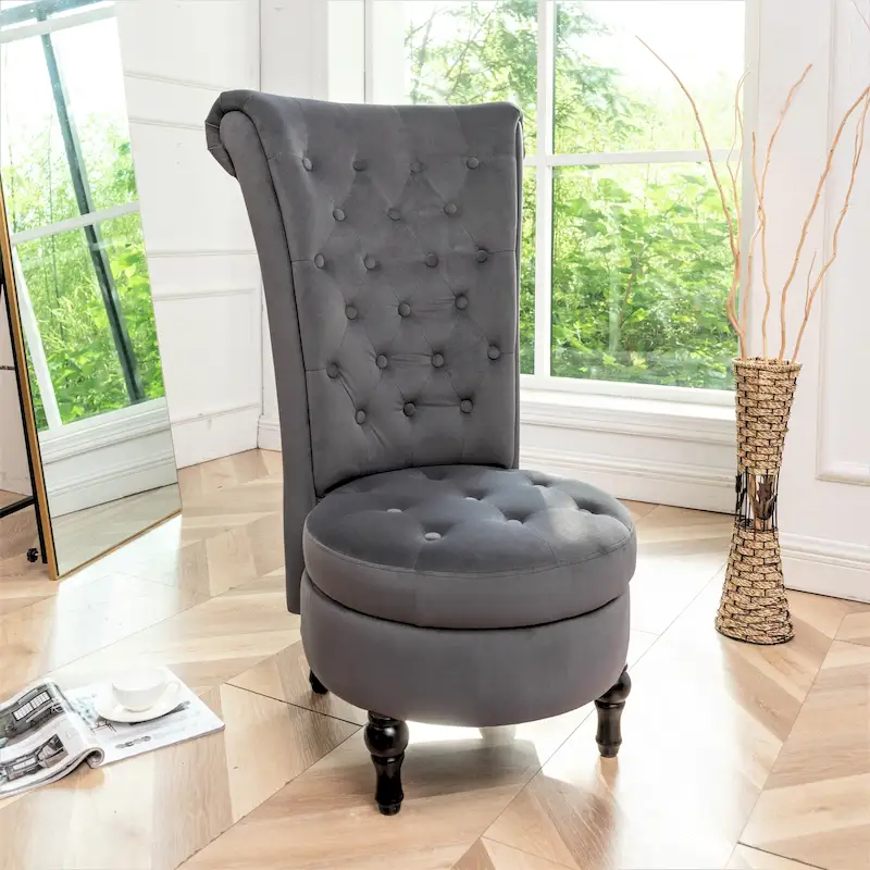 US Pride Furniture Gosser 20 Wide Velvet High Back Vanity Chair