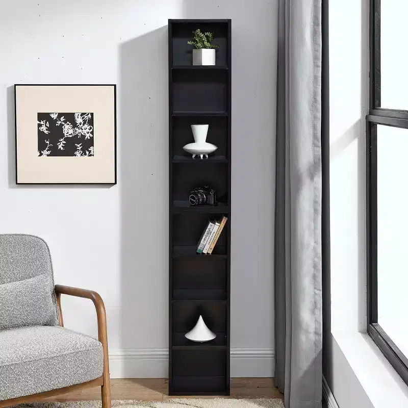 Okak 8 Tier Tall Tower Bookshelf Corner Organizer,Wooden Display Bookcase Open Storage Rack for Office,Living Room