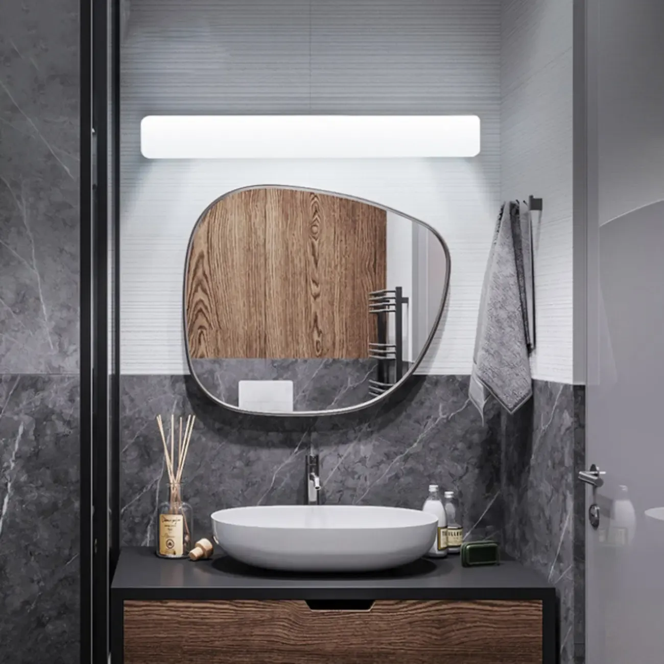 Minimalist Rectangle White Plastic LED Bathroom Vanity Light