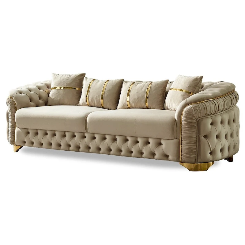 Ashlee 3-Pieces One Sofa One Loveseat One Chair Living Room Set, Tufted Back
