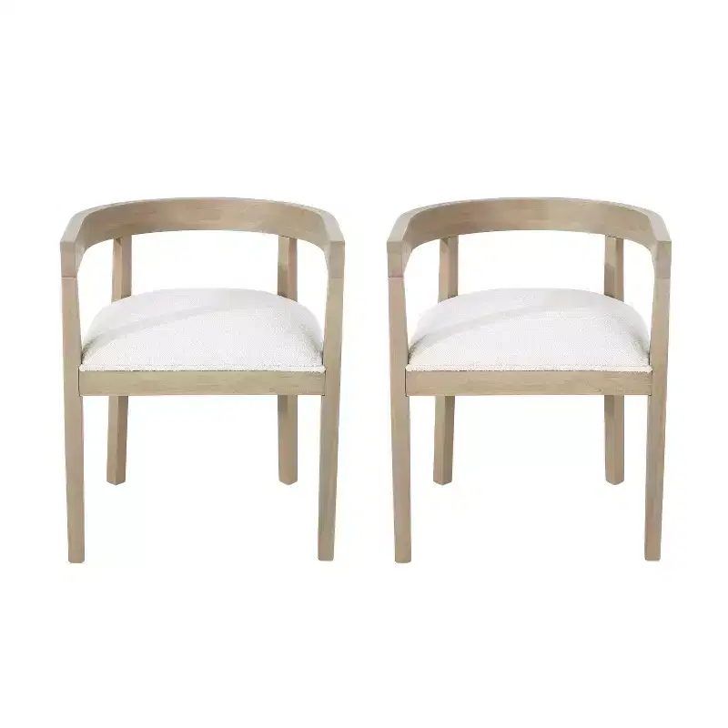 GDFStudio Vande Fabric Upholstered Wood Tub Dining Chairs (Set of 2)