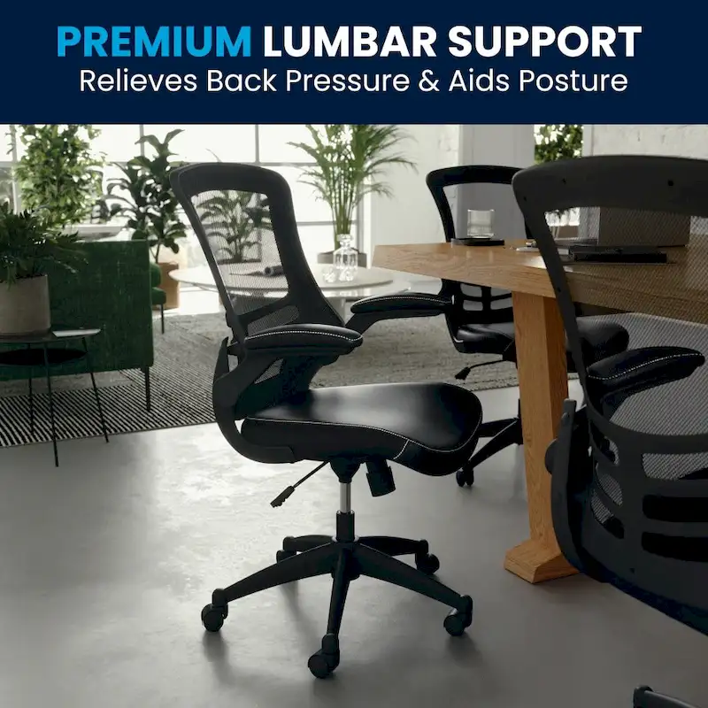 Mid-Back Mesh Swivel Ergonomic Task Office Chair with Flip-Up Arms