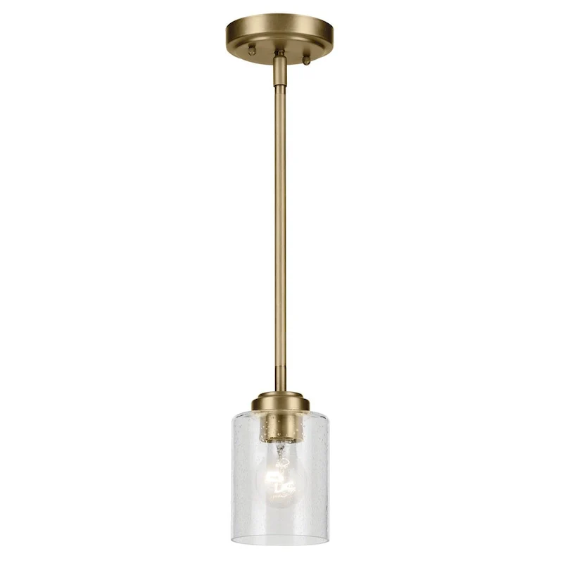 Kichler Winslow Single Light 4  Wide Mini Pendant with Seedy Glass
