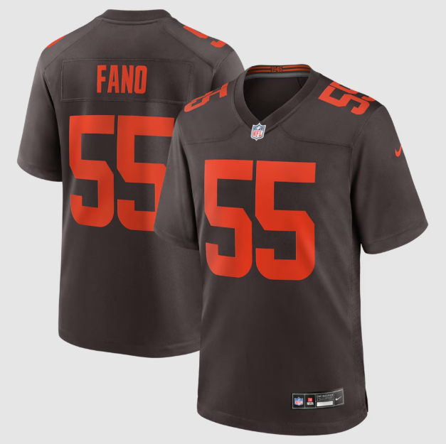 Cleveland Browns Spencer Fano Brown 2026 Draft First Round Pick No. 9 Alpha Dawg Alternate Game Jersey
