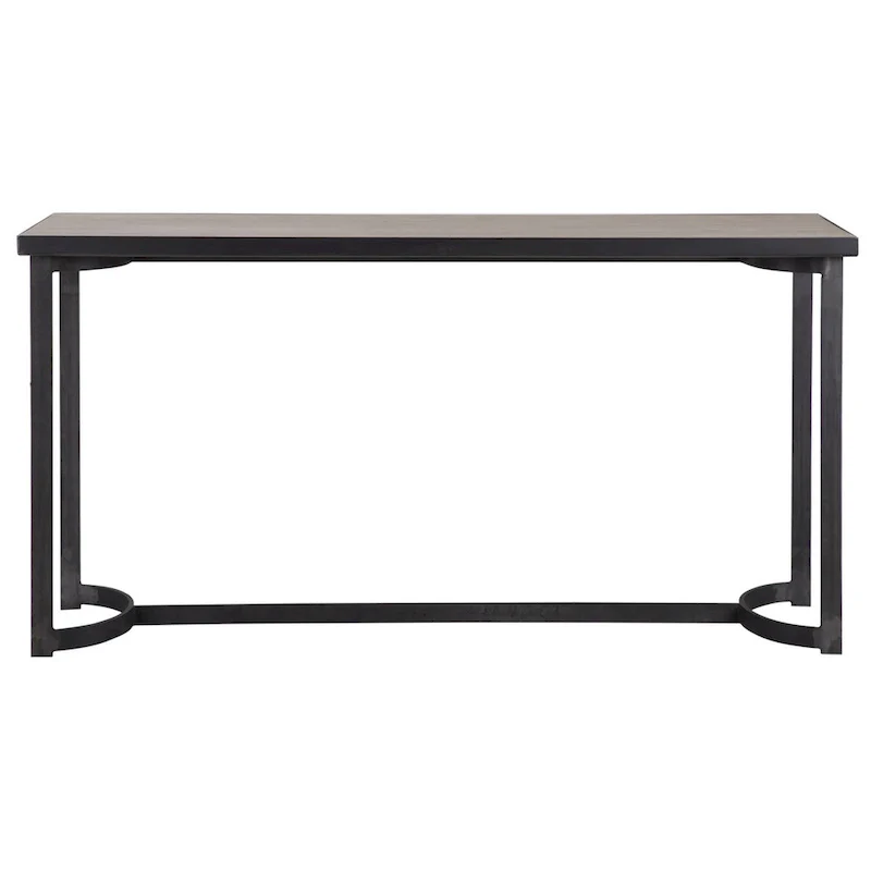 Uttermost Basuto 62 Long Oak Veneer Top Iron Lodge Style Console