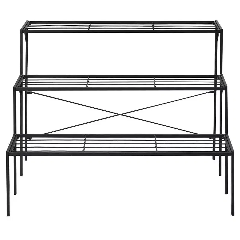 Costway 3 Tier Shelf Flower Plant Display Stand Rack Large Modern Black Metal Heavy Duty
