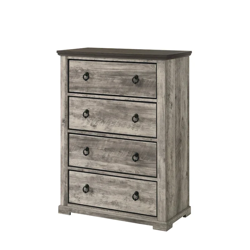 Aimon 5 Piece Gray Rustic Panel Bedroom Set