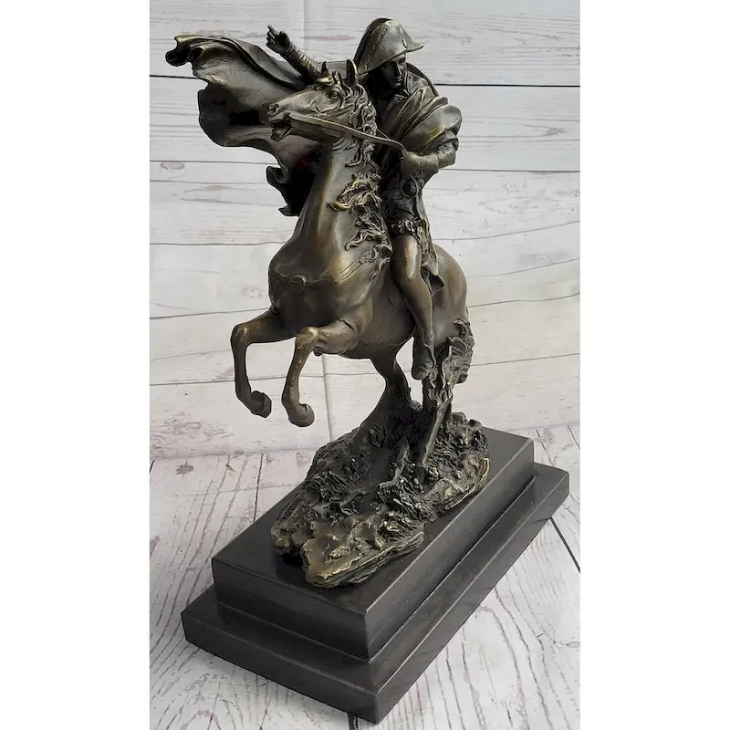Napoleon Crossing The Alps Bronze Metal Replica Statue Sculpture On Marble Base