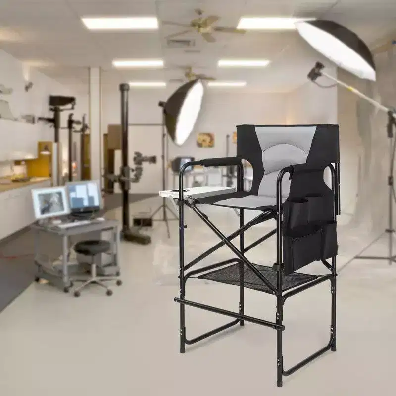 Karl Home 30in Portable Folding Director Chair Makeup Artist Chair with Side Table