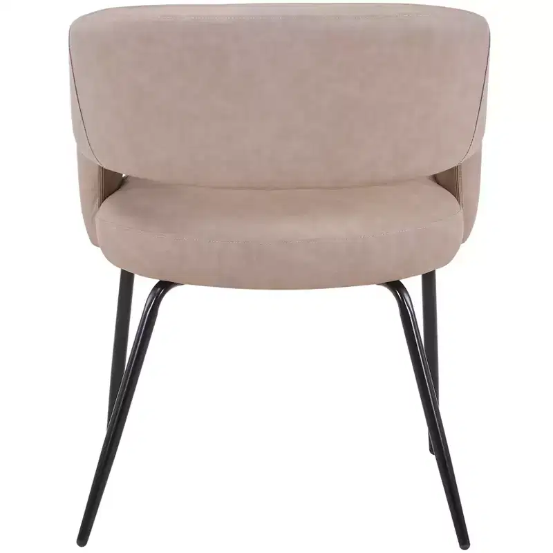 LeisureMod Dining Chair Upholstered in Velvet/Leather with Open Curved Backrest and Powder-Coated Iron Legs Gavin Collection Set of 2